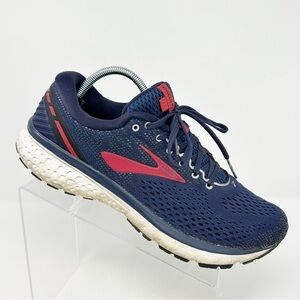 Brooks Ghost 11 Navy Blue with Pink Stripe Lace Up Active Running Shoe Size 10